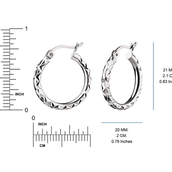 Set of 2 Sterling Silver Small Hoop Earrings - Picture 4 of 8
